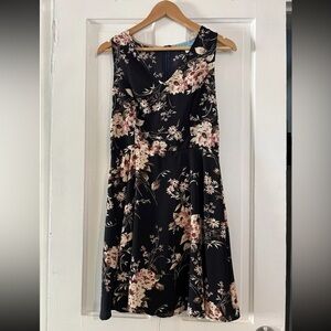 Dina Be Francesca’s Floral Dress Medium Navy Cottagecore Boho Fit Flare NWT